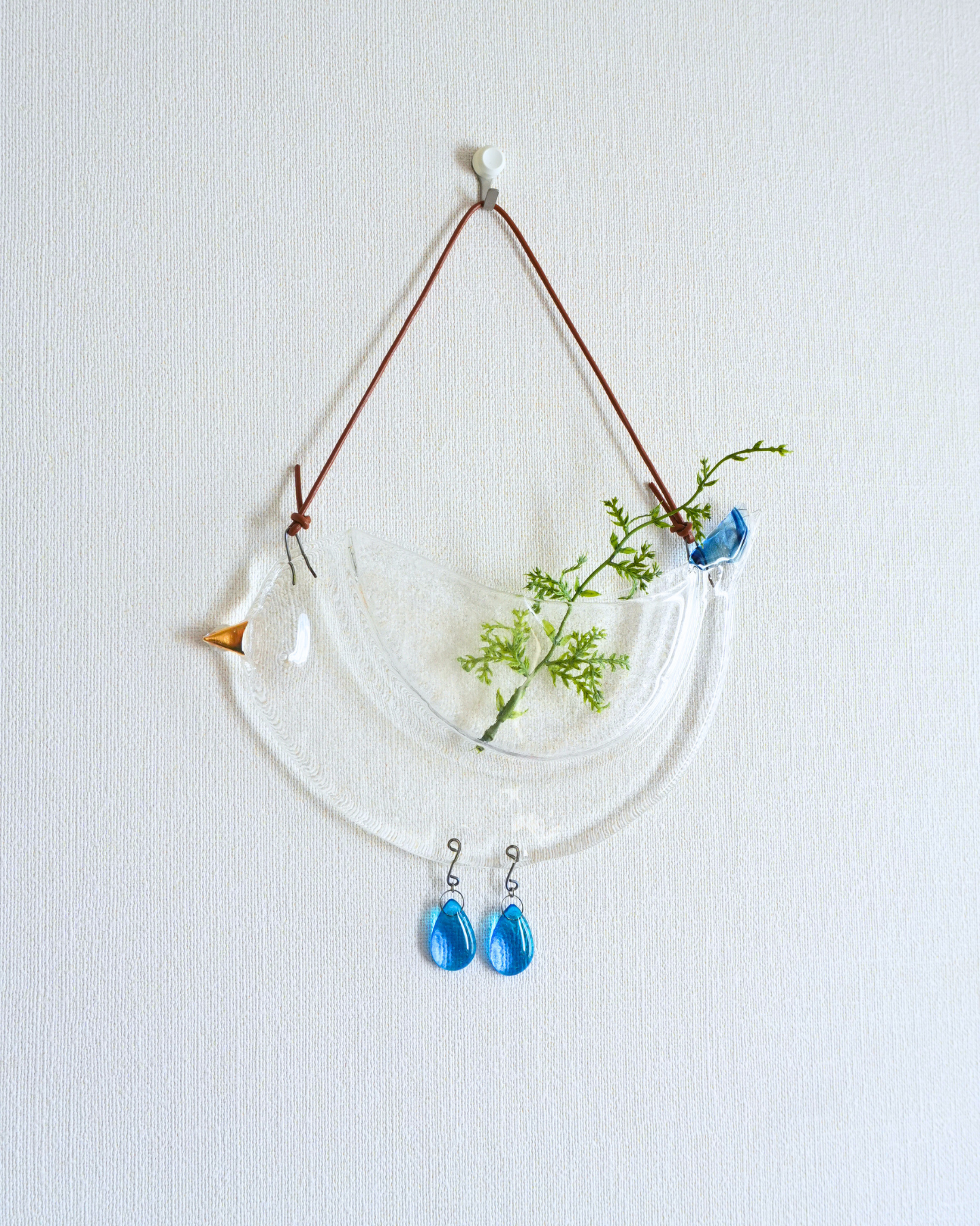 hanging bird navy, ドライフラワー付