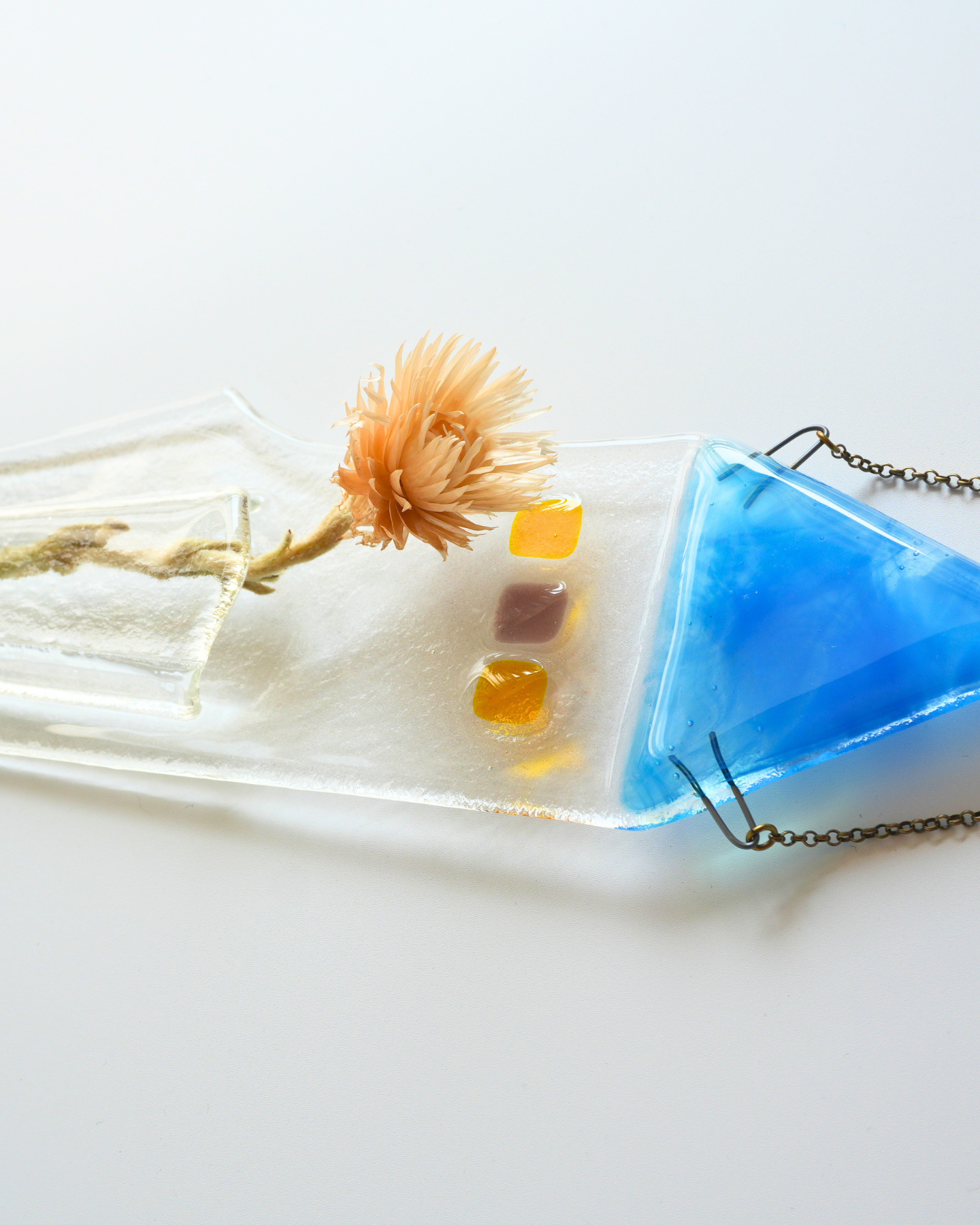hanging house blue, ドライフラワー付
