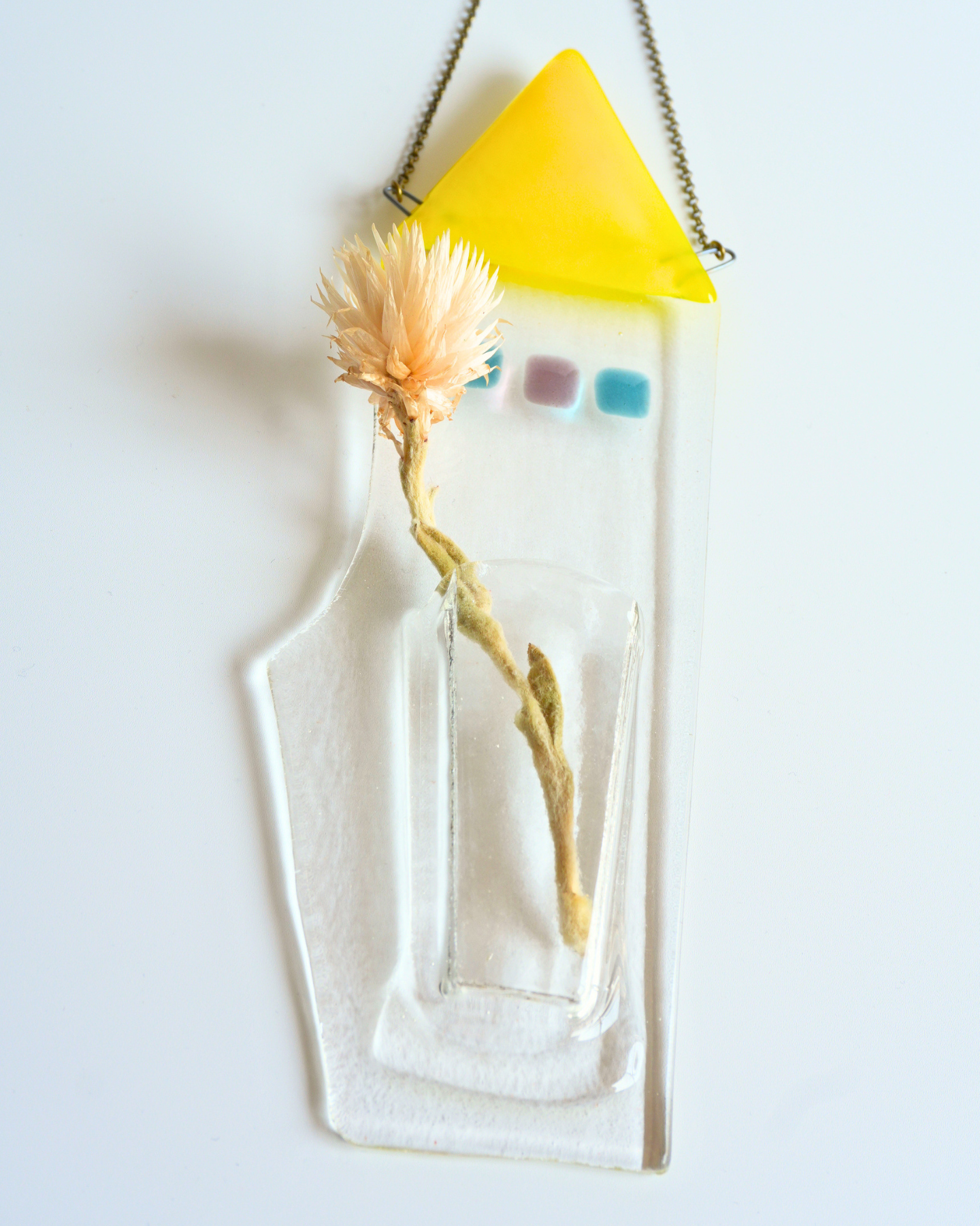 hanging house yellow, ドライフラワー付