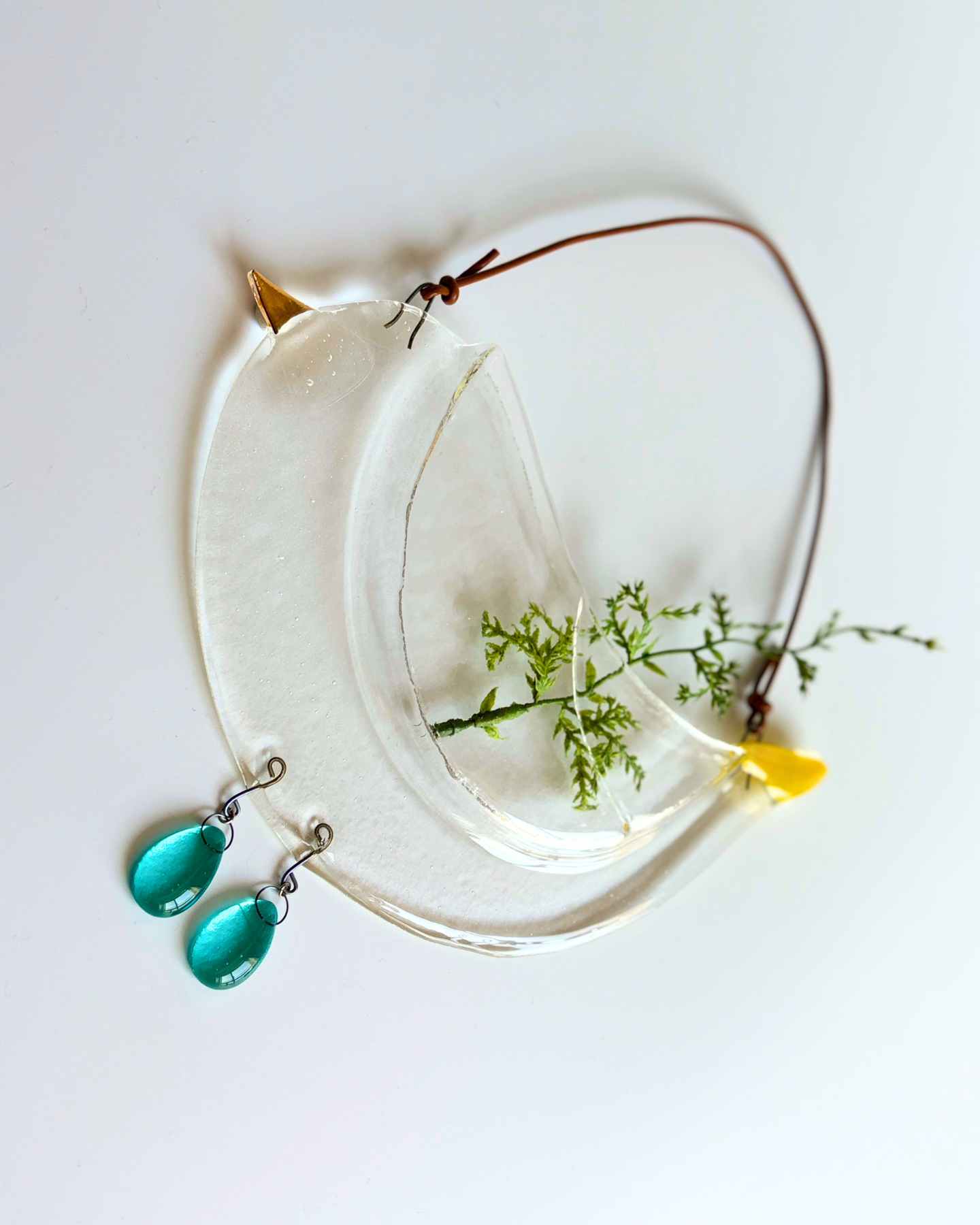 hanging bird yellow, ドライフラワー付