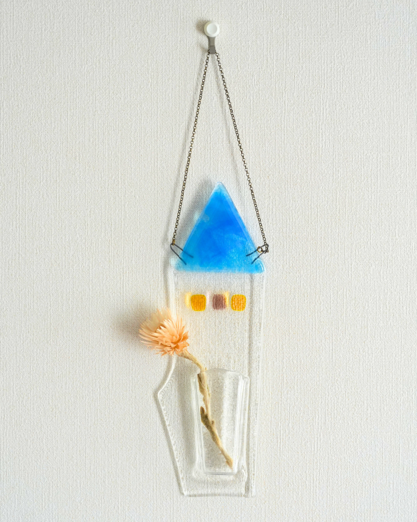 hanging house blue, ドライフラワー付