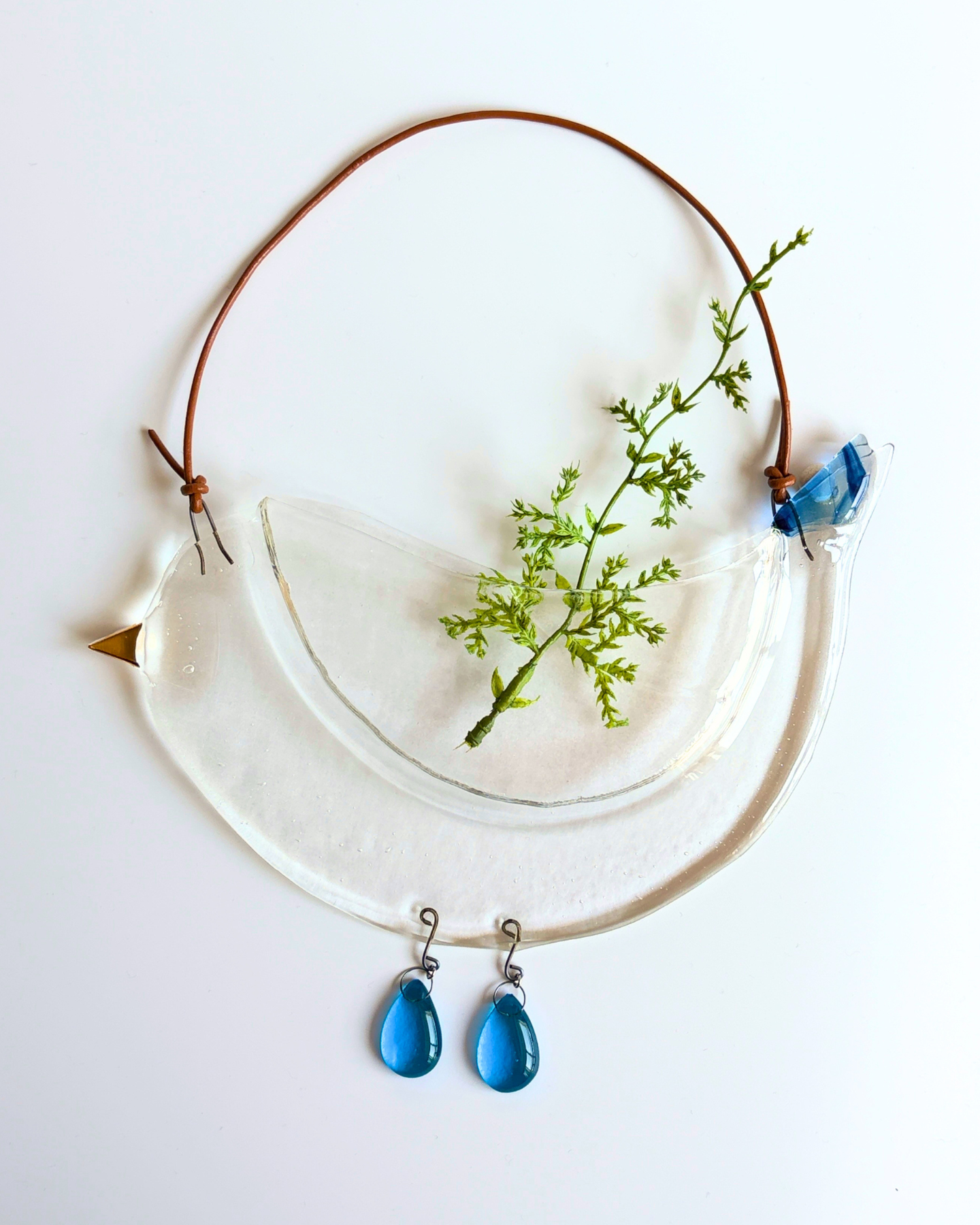hanging bird navy, ドライフラワー付