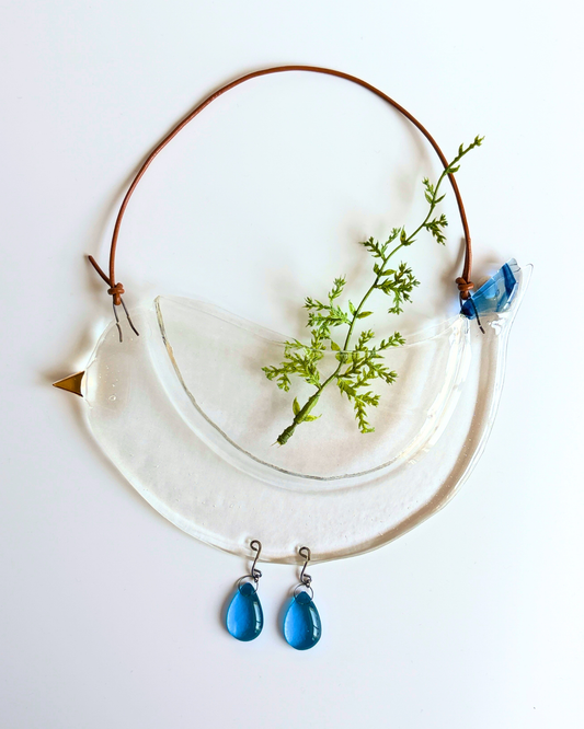 hanging bird navy, ドライフラワー付